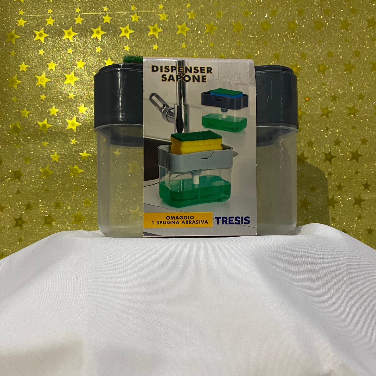 omaggio con 20€ di spesa Dispenser Sapone Cucina con Porta Spugna + 1 Spugna